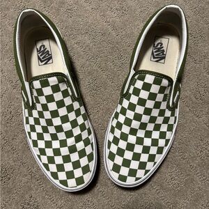 Vans Green Checkered Slip-On Shoes